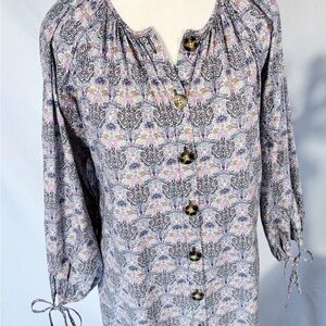 J.Crew Liberty Fabric Floral Button Front Tunic Size M